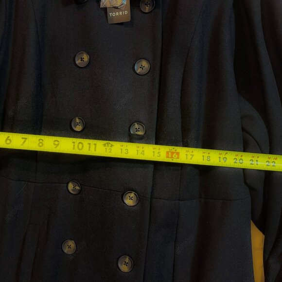 Torrid Size 6 Black Wool-Blend Military Fit & Flare Coat, Black, NWT - Picture 14 of 16